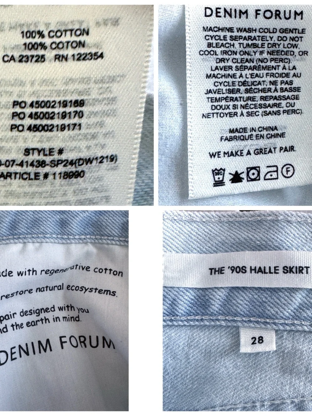 Denim Forum 90s Halle Denim Skirt Midi 28 Blue Jean Midi Center Front Slit